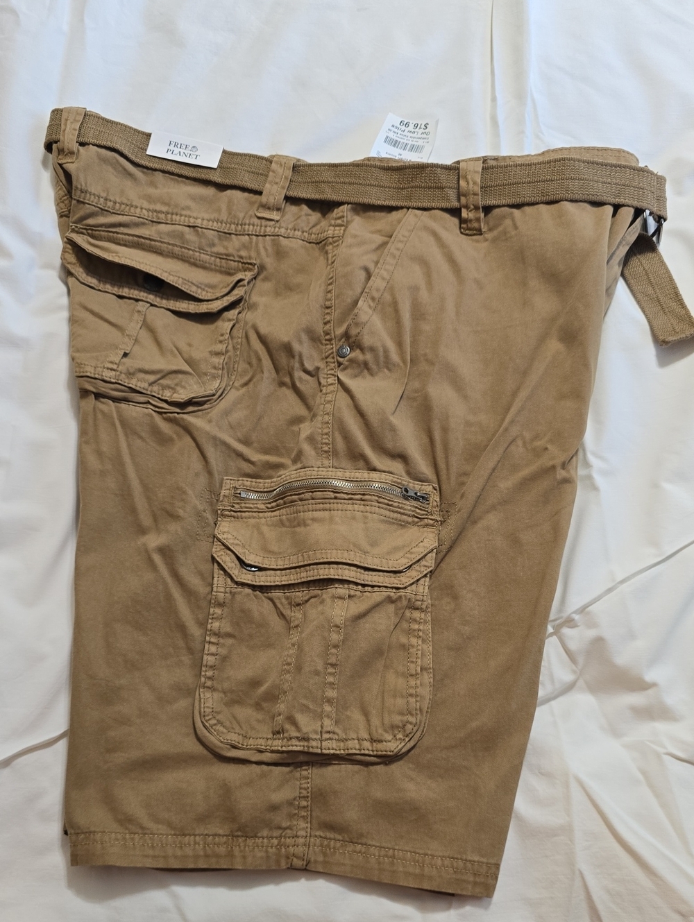 Free Planet Men's Tan Cargo Pants with Utility Pockets